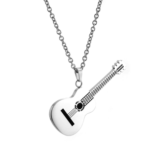 Collar con colgante de guitarra de acero de titanio pulido al por mayor para amantes de la música - Product Image 3