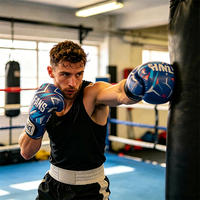 Gants de boxe d'entraînement Fanshi unisexes pour adultes, avec logo personnalisé, pour l'extérieur, moulés à la machine, à doigts entiers