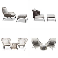 Ensemble trois pièces de chaises en rotin pour jardin, balcon et loisirs, avec table basse, mobilier imperméable et résistant aux UV pour usage hôtelier