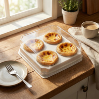 Boîtes d'emballage écologiques en plastique transparent à charnière pour tartes aux œufs et beignets jetables