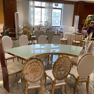 Chaise moderne dorée de luxe en métal et acier inoxydable Mobilier d'hôtel pour événements de mariage Banquets Dîners Fêtes Salon Appartement - Product Image 2