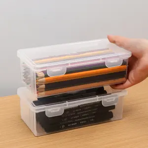 2023鉛筆オーガナイザーボックスデスク大容量透明プラスチックステーショナリーオーガナイザー子供用スケッチ絵画水彩ペン