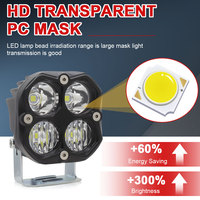 JHS Focos Luces Auxiliares de Conducción Todoterreno, Luces de Trabajo de 3 Pulgadas y 40W, Cuadradas, LED, para Motocicleta, Camioneta, SUV, UTV