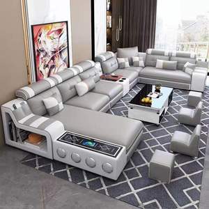 <span class=keywords><strong>Divano</strong></span> <span class=keywords><strong>Angolare</strong></span> Modulare di Alta Qualità con Design Moderno ed Essenziale, Funzioni Audio Musicali e Ricarica USB per Arredamento Casa - Product Image 4