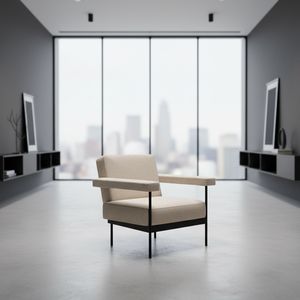 Tilos <b>Modern</b> Single Seater Armchair Fully Upholstered Black Metal Structure Fabric Cover Modular Office <b>Sofa</b> Medium-Density - Product Image 4