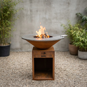 Parrilla de barbacoa <span class=keywords><strong>minimalista</strong></span> de acero Corten para exteriores, brasero de cocina de acero resistente a la intemperie, barbacoa de madera para jardín, parrilla metálica de alta resistencia - Product Image 3