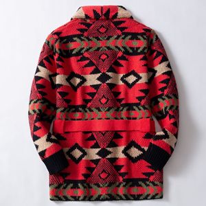 Nouveau cardigan épais pour <span class=keywords><strong>homme</strong></span>, <span class=keywords><strong>mi</strong></span>-<span class=keywords><strong>long</strong></span>, rétro, en jacquard robuste, tricoté, avec lacets, pour l'hiver - Product Image 4