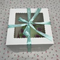 Étiquettes personnalisées pour boîtes à pâtisserie pliables blanches de 12 x 12 x 10 pouces avec fenêtre transparente, boîtes à gâteaux