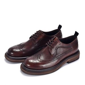 Chaussures Richelieu de luxe pour hommes à bout carré, faites à la main, style vintage, pour mariage, confortables, imperméables, respirantes, légères, patchwork - Product Image 2