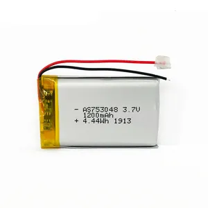 1200 mAh 충전식 Lipo 3.7V 4.44wh 1200 mAh 753048 리튬 이온 폴리머 리튬 포 리튬 폴리머 배터리