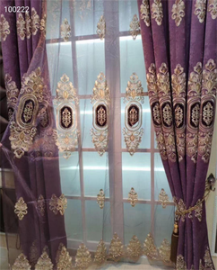 Cortinas opacas de estilo americano <span class=keywords><strong>para</strong></span> sala de estar, cenefa de varilla jacquard floral de lujo barata, diseños al por mayor - Product Image 4