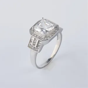 High Quality Italian jewelry in 18k gold invisible setting halo diamond engagement ring