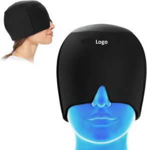 Topi es Gel padat untuk menghilangkan sakit kepala migren dan nyeri mata, penutup kepala fisioterapi pendingin yang dapat digunakan kembali. - Product Image 3