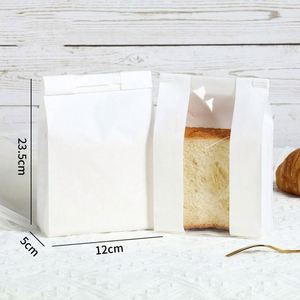 Bolsa de Papel Kraft Blanca Pequeña con Logotipo Personalizado, Bolsas de Panadería con Ventana, Paquete Promocional - Product Image 4