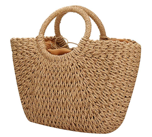 En gros femmes d'été en paille de <span class=keywords><strong>raphia</strong></span> naturel sac de plage de paille sac fourre-tout - Product Image 3