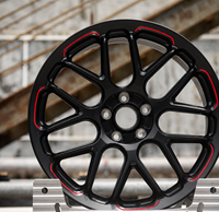 Jantes en alliage d'aluminium forgé SOTEXA, nouveau design noir mat avec rainures rouges, 18-20 pouces, 5x112/114.3, jantes tuning pour Tesla, pour Audi