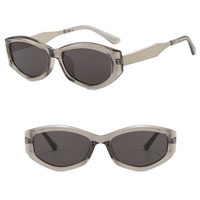 Lunettes de soleil unisexes DL Cat Eye Polygonal Round Frame avec protection UV400, logo personnalisé, verres en PC