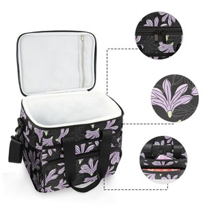 New Arrival Hawaiian Flower Nylon Fabric Custom Design Thermal Food Storage Insulated Portable Picnic Cooler Bag for Outdoor - Product Image 4