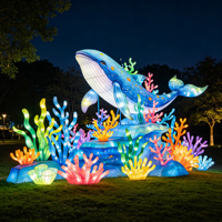 Maßgefertigte Outdoor-LED-Laternenfest-Dekorationen Zigong Handgefertigte Leuchtende Meerestier-Korallen-Lichtskulpturen für Parkdekoration