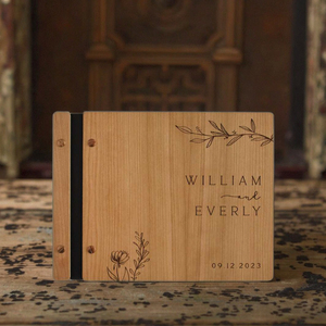 Thanh Lịch Tùy Chỉnh Chữ Ký Bằng Gỗ Bìa Cứng Album Ảnh May Ràng Buộc Cho Bé Tắm Đám Cưới-Bán Buôn Trống Sách Khách - Product Image 4