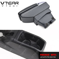 Vtear - Boîte de rangement pour accoudoir avant de voiture en ABS et cuir PU élégant, porte-gobelet, accessoires intérieurs pour Peugeot 208 2012-2021