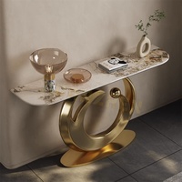 Meubles de salon, tables consoles modernes en ardoise, table de luxe en marbre, table d'entrée en pierre frittée pour villa, hôtel, maison