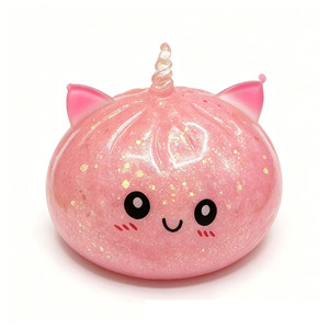 Dumpling Squishy Squeeze Stress Relief Fidget Toy Colorful Sparkle Baozi Vent Sensory Toy For Kids <b>Gift</b> Wholesale - Product Image 1