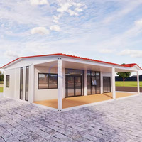 Maison conteneur préfabriquée modulaire extensible en acier avec toit en pente et terrasse pour usage résidentiel ou en station balnéaire