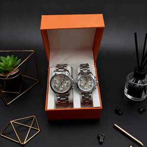 New Fashion <b>Couple</b> Watch <b>Bracelet</b> Set, Stainless Steel Waterproof Wristwatch, Stylish Lover Gift for Valentine's Day - Product Image 2