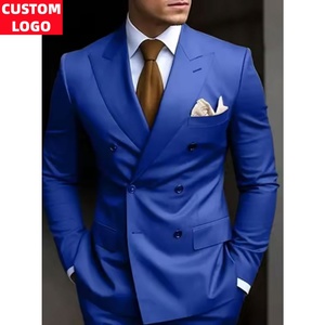 <span class=keywords><strong>Costume</strong></span> homme sur mesure 2 pièces à double boutonnage coupe ajustée pour mariage, bal, soirée, banquet - Product Image 2