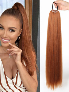 Extensiones de Cola de Caballo de Cabello Sintético Liso de 24 Pulgadas al por Mayor, <span class=keywords><strong>Trenzas</strong></span> Falsas de Seda de Alta Temperatura, Naturalmente Esponjosas - Product Image 4