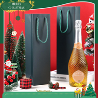 Niedriger Luxus Champagner Wein Geschenk Papiertüte Recycelbare grüne Weinflasche Kraft Papiertüte Langlebiges Einkaufs papier Wein beutel