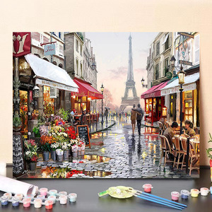 Kit de Pintura al Óleo de Flores Cuadradas Modernas y Románticas, Lienzo Ecológico, Pintura Acrílica Pintada a Mano, Decoración del Hogar, Paisaje de Oficina - Product Image 3