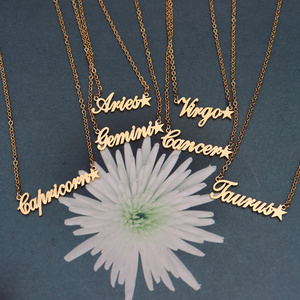 MARONEW nome personalizzato 12 gioielli con stella oroscopo in acciaio inossidabile placcato oro 18 carati segno zodiacale collare per collana a catena cubana - Product Image 3