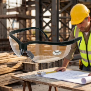 Lunettes de sécurité bifocales CE EN166 UKCA avec lentille PC grossissante, coussinet nasal en caoutchouc et monture Nylon régla - Product Image 1