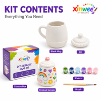 Kit de tasses en céramique DIY esthétique avec couvercle pour enfants et adultes, style TikTok viral, ensemble d'activités artistiques et créatives pour la peinture, cadeau d'anniversaire, prêt pour FBA