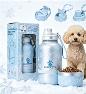 Botella de agua y comedero 2 en 1 para mascotas OOKIPETTY, tazón portátil de acero inoxidable para perros, para caminar y hacer senderismo al aire libre, 32 onzas. - Product Image 6