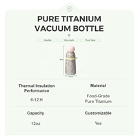 Bouteille d'eau de voyage en titane pur, thermos à double paroi, anti-fuite, sans BPA, isolation thermique de 6 à 12 heures, légère, de qualité supérieure