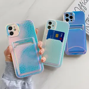 Casing Ponsel Pemegang Kartu Serat Karbon Laser Baru 2022 Casing Ponsel Imd Tpu untuk iPhone 12 13 Pro Max Casing Dompet Ponsel