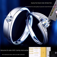 Bagues de mariage pour couple en moissanite couleur D, en argent sterling 925, serties de diamants, bagues de fiançailles géométriques simulées