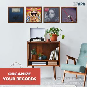 Wooden Record Display Frame 12.5 In Square Wall Mounted <b>Shadow</b> <b>Box</b> For Living Room Bedroom Study - Product Image 4