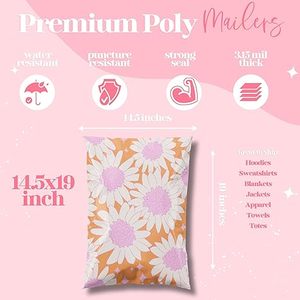 Paquete de 100 Sobres de Poliéster Rosa con Diseño de Estrellas, Resistentes, Impermeables, Autosellables y a Prueba de Desgarros, Lindas Bolsas de Envío - Product Image 5