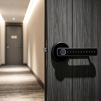 Serrure de porte intelligente Tuya avec mot de passe, carte, application, accès à distance, mot de passe temporaire ou permanent pour porte d'entrée de la maison