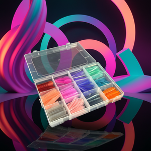 Juego de 288 <span class=keywords><strong>Uñas</strong></span> Postizas de Doble Forma Coloridas en Caja, Extensiones Rápidas para <span class=keywords><strong>Uñas</strong></span> Francesas, Moldes Modernos - Product Image 3