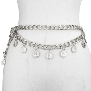 Chaîne de taille rétro en métal tendance avec pendentifs tête de reine, design à double couche et pompons, pour femme, bijoux de fête - Product Image 2