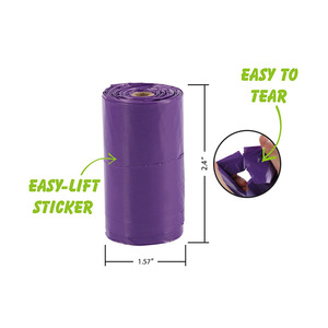 Vente en gros Pack familial personnalisé sac à déchets biodégradable pour animaux de compagnie sac d'élimination compostable caca de chien caca pop sac avec poignée violet - Product Image 3