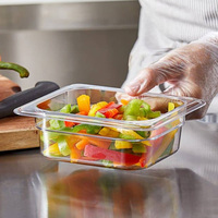 Bac Gastronorm en plastique transparent avec couvercle, empilable, pour cuisine commerciale, restaurant, buffet, salade
