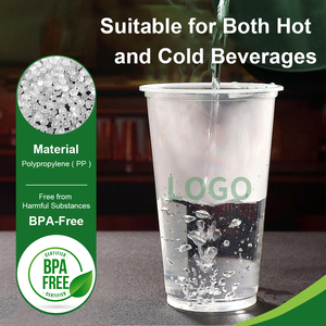 Gobelets à café en plastique PP transparents jetables de 90 mm avec couvercles, imprimés avec un logo personnalisé en UV, gobelets transparents à emporter - Product Image 5