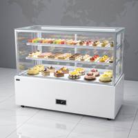Vitrine Réfrigérée de Comptoir pour Pâtisseries et Aliments Froids, 2 Portes Vitrées, Acier Inoxydable, Contrôle Numérique de la Température