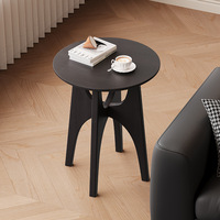 Mesa de Centro Redonda Moderna de Madera, Mesa Auxiliar Pequeña de Estilo Mid-Century, Mesa de Noche Minimalista con Acabado en Nogal para Sofá, Té o Dormitorio, Muebles para el Hogar